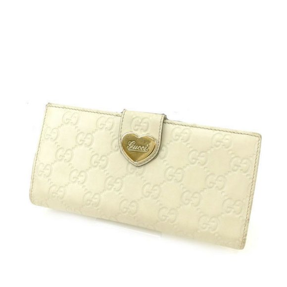 Gucci Wallet Purse Long Wallet Guccissima White Woman Authentic Used Y1823 - Picture 1 of 7